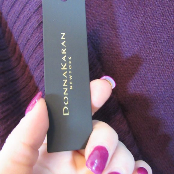 Donna Karan Purple Ribbed Sleeveless Open Front Wool Blend Cardigan Swea… - Picture 4 of 15